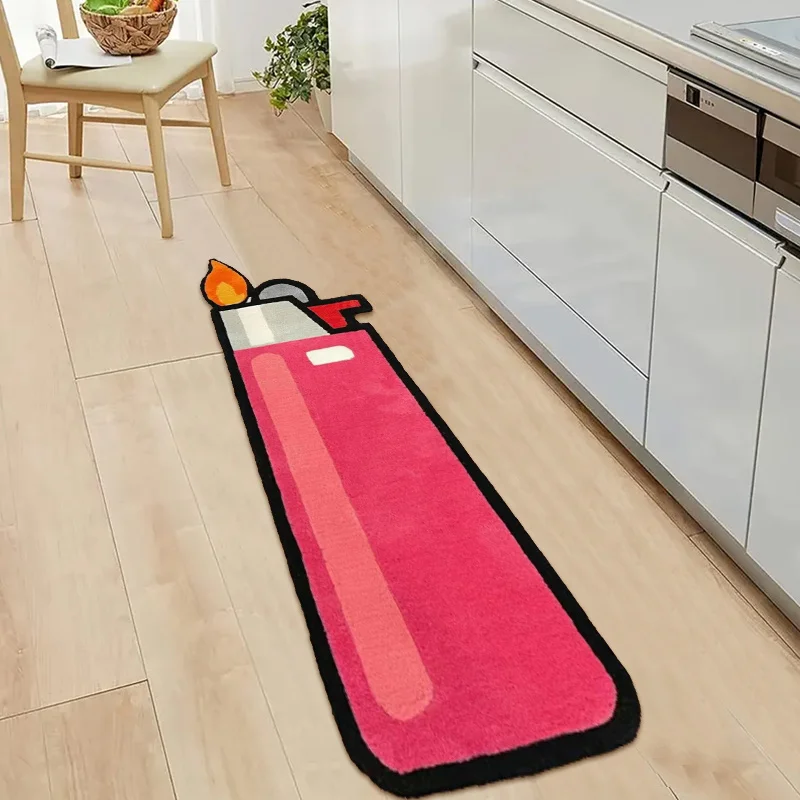 VIKAMA Trendy Lighter-Print Long Runner Rug Bedside Anti-Slip Mat for Bedroom Soft Gaming Room Mat Balcony Floor Mat Home Decor