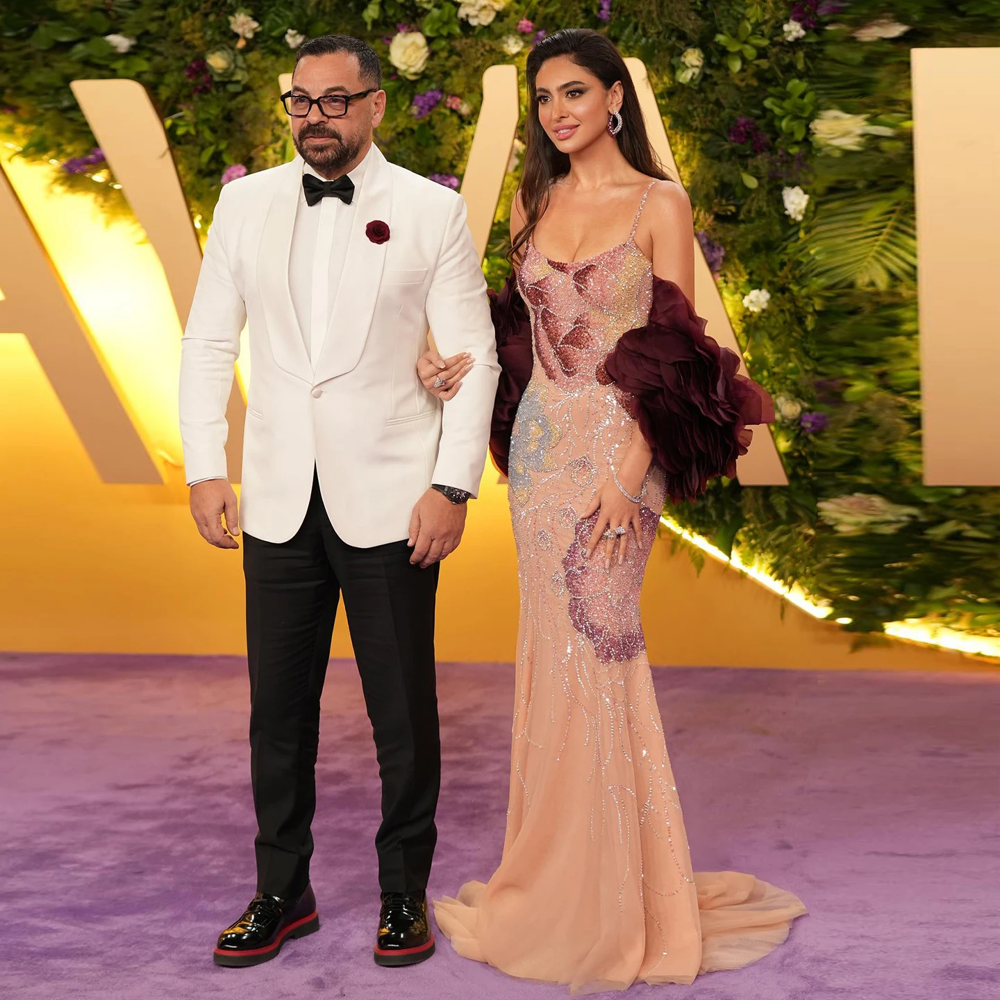 

Sharon Said Luxury Pink Mermaid Evening Dress with Spaghetti Strap Shawl Cape for Women Wedding Party Prom Gown SS515 Customized