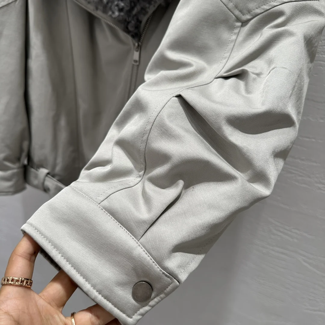 Winter Women 90% While Goose Down Coat Solid Zipper Thick Warm Chic High Quality Casual Turn-down Collar Patchwork Lambhair