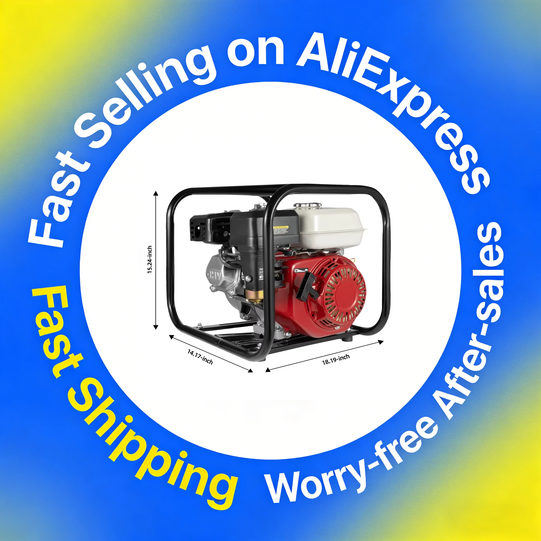 

6.5HP Water Pump, 2 Inch Gasoline Water Pump 4800W, 4-Stroke Engine Agricultural Water Pump for Irrigation, Drainage, Transfer