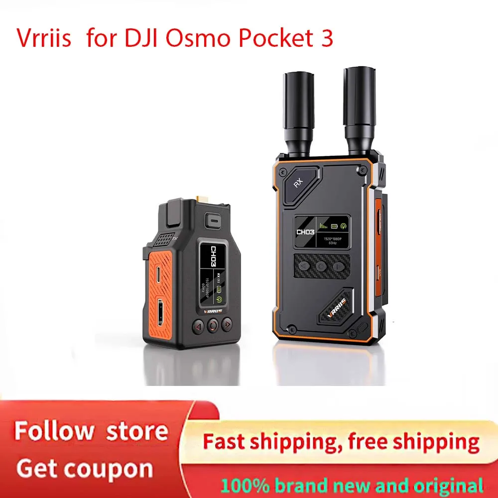 Vrriis 500m Wireless Video Transmission HDMI Extender Video Transmitter for DJI Osmo Pocket 3 Camera UVC Recording Live Streamin