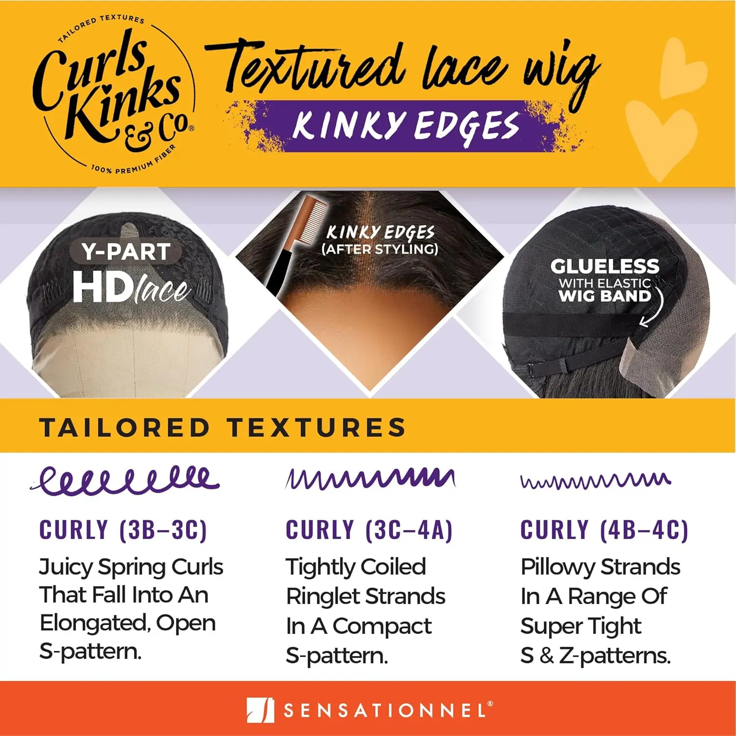 센세이셔널 HD 레이스 프론트 합성 가발 컬스 킹크스 앤 코 글루리스 킹키 엣지 Y-파트 킹키 브레이드 아웃 20인치