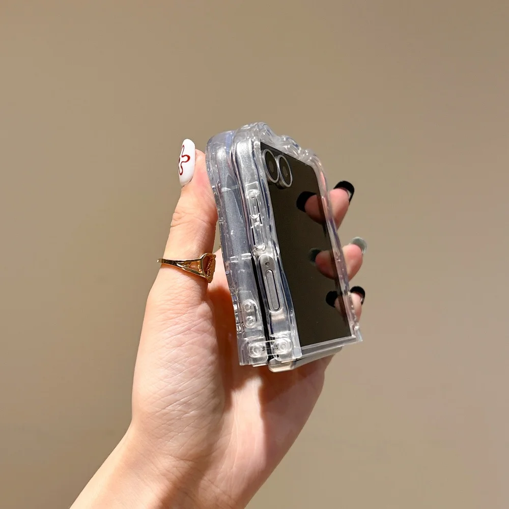 Lichte luxe roze diamanten strik telefoonhoesje, geschikt voor Samsung Z Flip3 4/5/6/7 Pro Max, Korea INS nieuwe schokbestendige beschermhoes