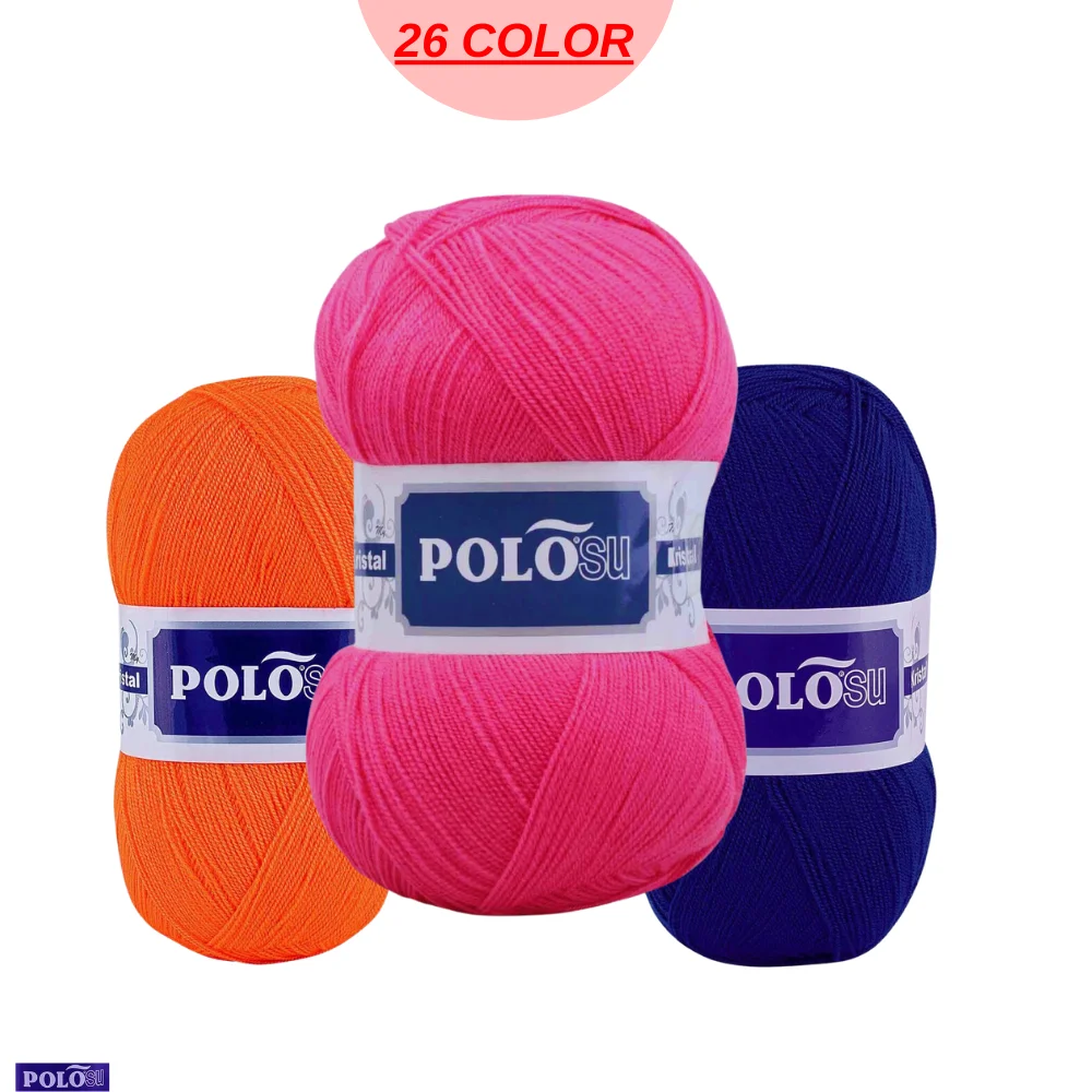 Polosu My Kristal Fiber Making Knitted Yarn -26 Color Options 900 Meters(100gr) Hand Knitting Yarn Ball - Life - Bath - Soft - Shower - Acrylic -