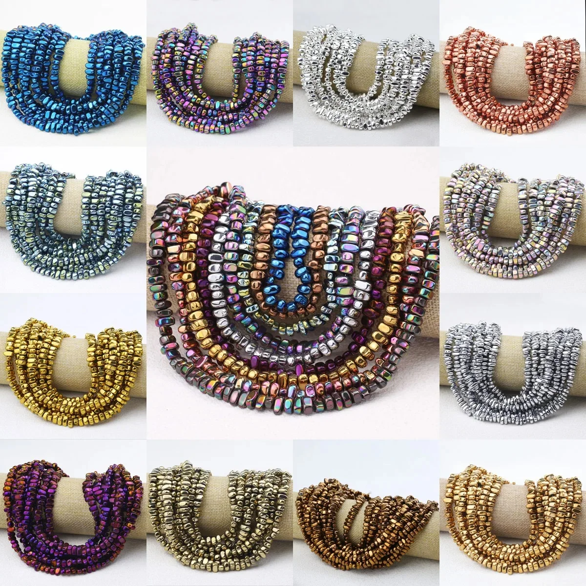 AliExpress wlyees WLYeeS Gravel Stone beads 4-8mm Irregular Gold Colour Hematite  small Spacer Loose Bead for Jewelry bracelet Necklace Making DIY