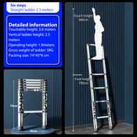 2.3-meter Telescopic Ladder, multi-purpose Stainless Steel Multifunctional Tool For Replacing Light Bulbs And Repairing Roofs