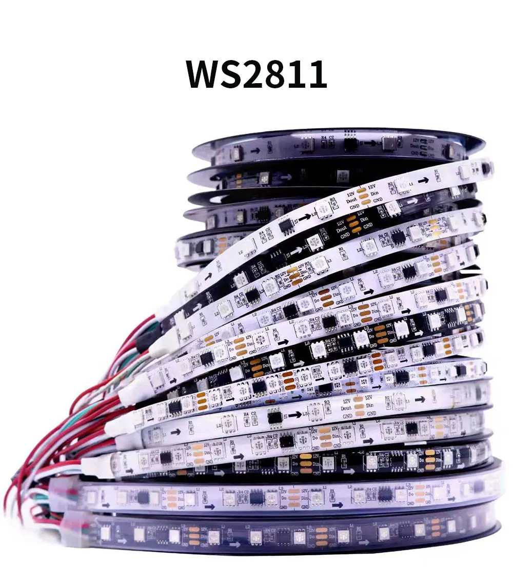 WS2811 LED Light Strip 30/48/60/84/96 LEDs/m DC12V White/Black PCB WS2811 LED Light Strip Addressable Digital Home Ambient Light