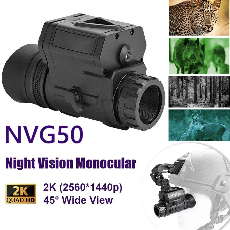 Wildgameplus NVG50 helmet digital night vision Wide View 45°goggles scope WIFI 940nm IR monocular telescope for hunting camping