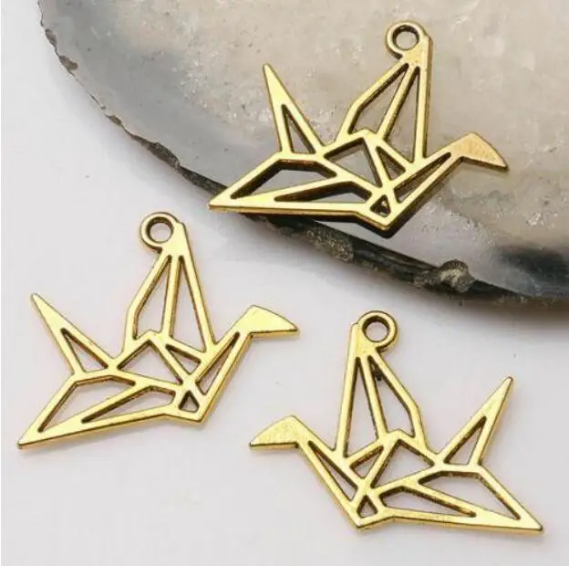 30pcs 30*23mm Origami Folded-paper Cranes Design Charms EF2410