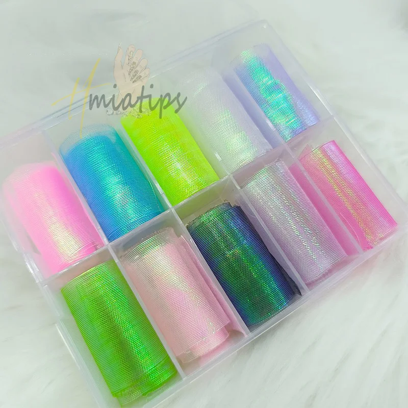 1 Box New Mermaid Fish Scale Mesh Fabric Nail Art Transfer Foils  Sliders Adhesive Presss on Nails Decoration Wraps