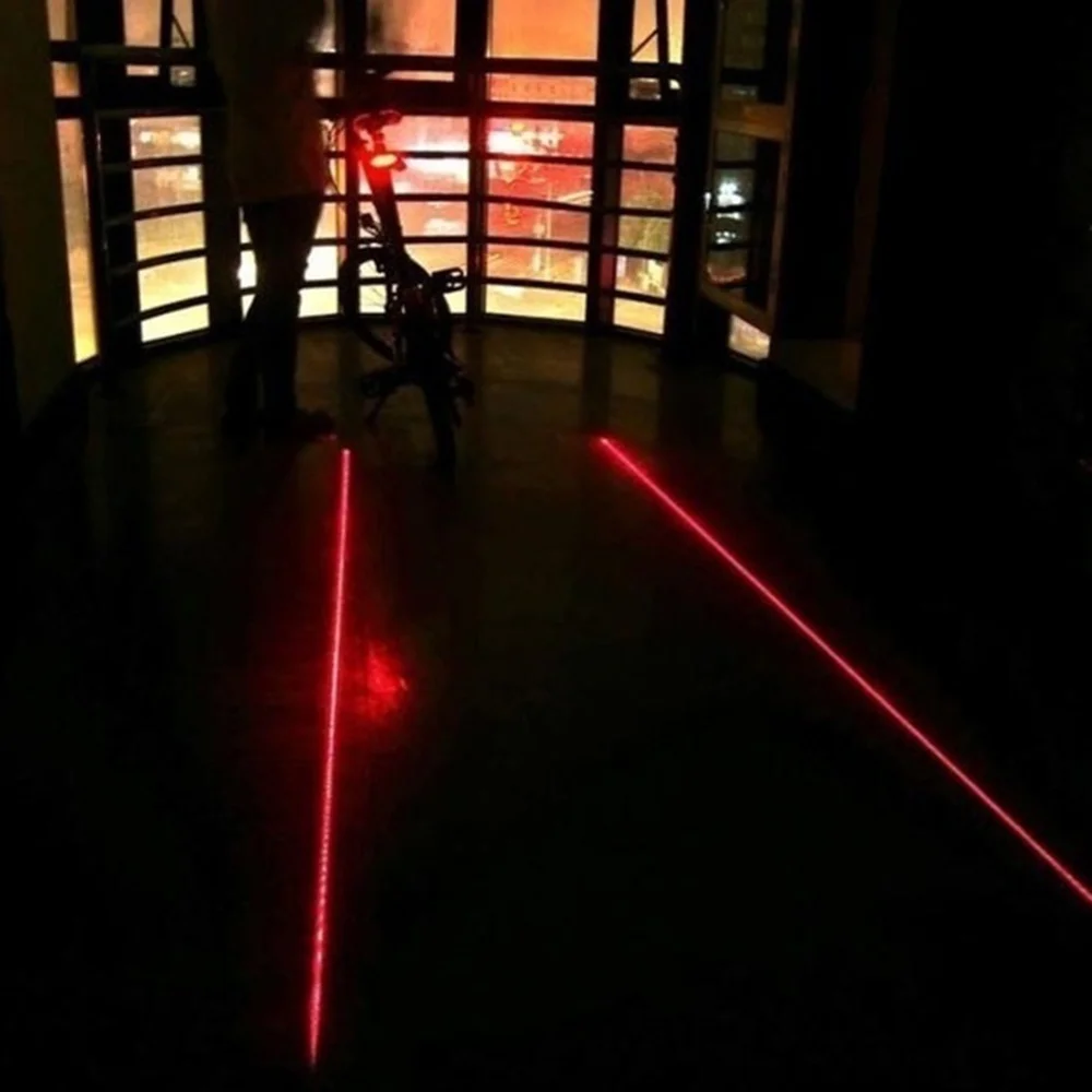 Bicycle 2 Laser Projector Red Lamp Beam and 3 LED Rear Tail Lights