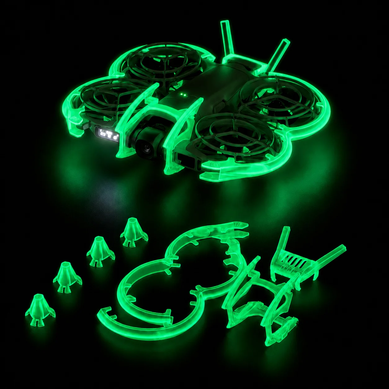 Neo 2 Fluorescencyjny Zestaw Ochronny Świecący w Ciemności, Wykonany Metodą Wtryskową PC, Akcesoria Ochronne do Dronów FPV, Lekki — zdjęcie produktu 6