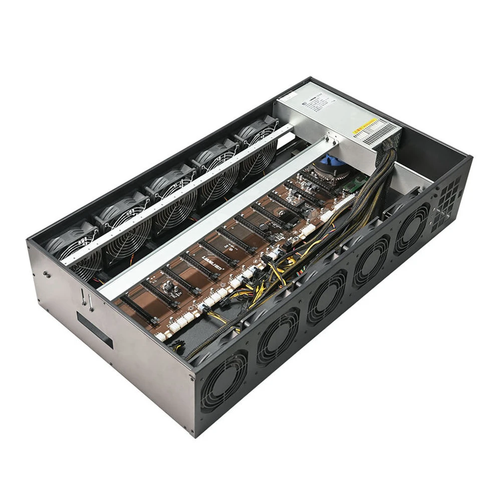 12Bay GPU Rig 5.5cm 마더 보드 서버 섀시, 3300W 8G + 128GB LGA1151 3900CPU GPU 케이스 포함