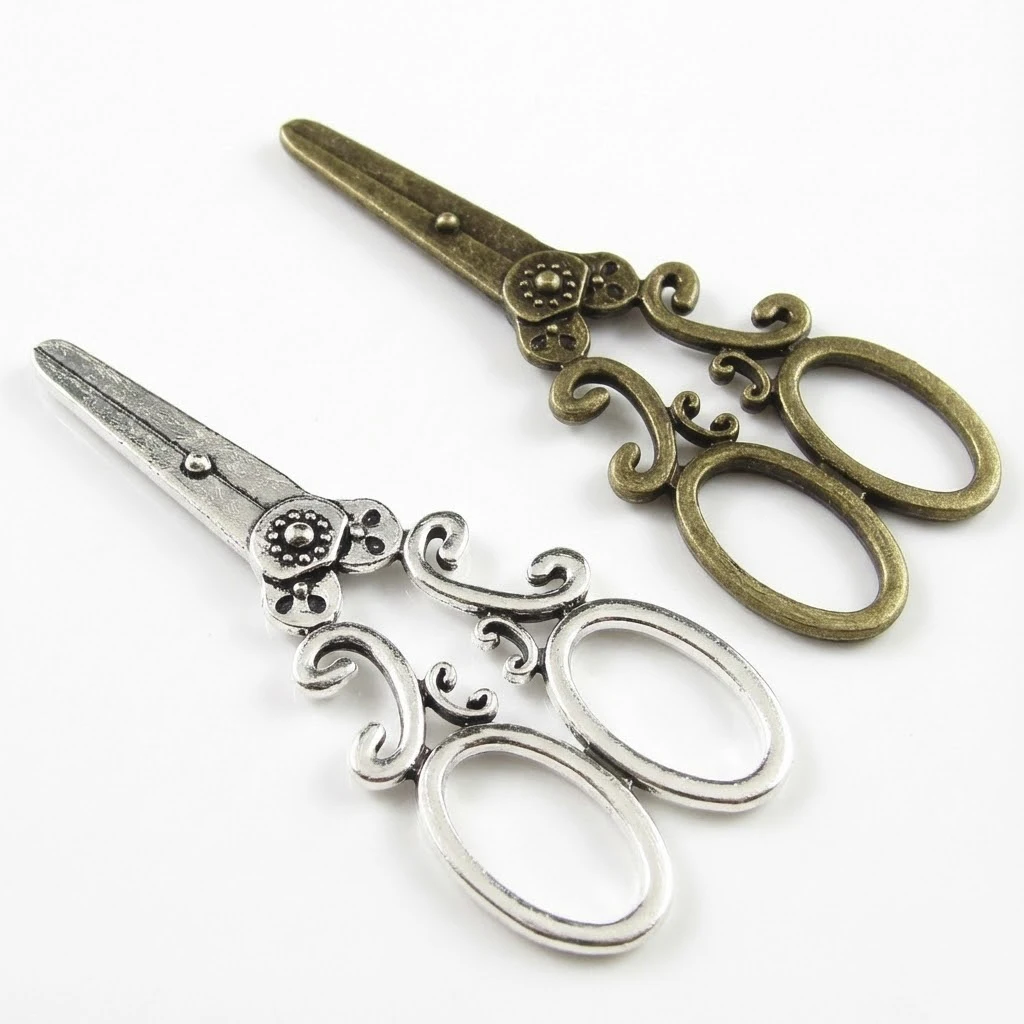 5pcs 30x75MM Tibetan Silver Steampunk Scissors Shape Charms Connector Beads for Jewelry Making Handmade Craft Supplies Wholesale