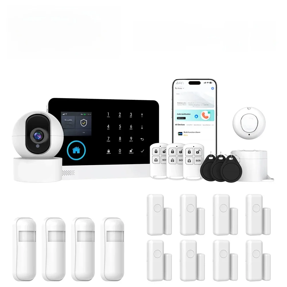 Système d'alarme de sécurité domestique PG-103, wi-fi, GSM, interphone, télécommande, numérotation automatique, détecteurs 433MHz, contrôle par application IOS Android Tuya