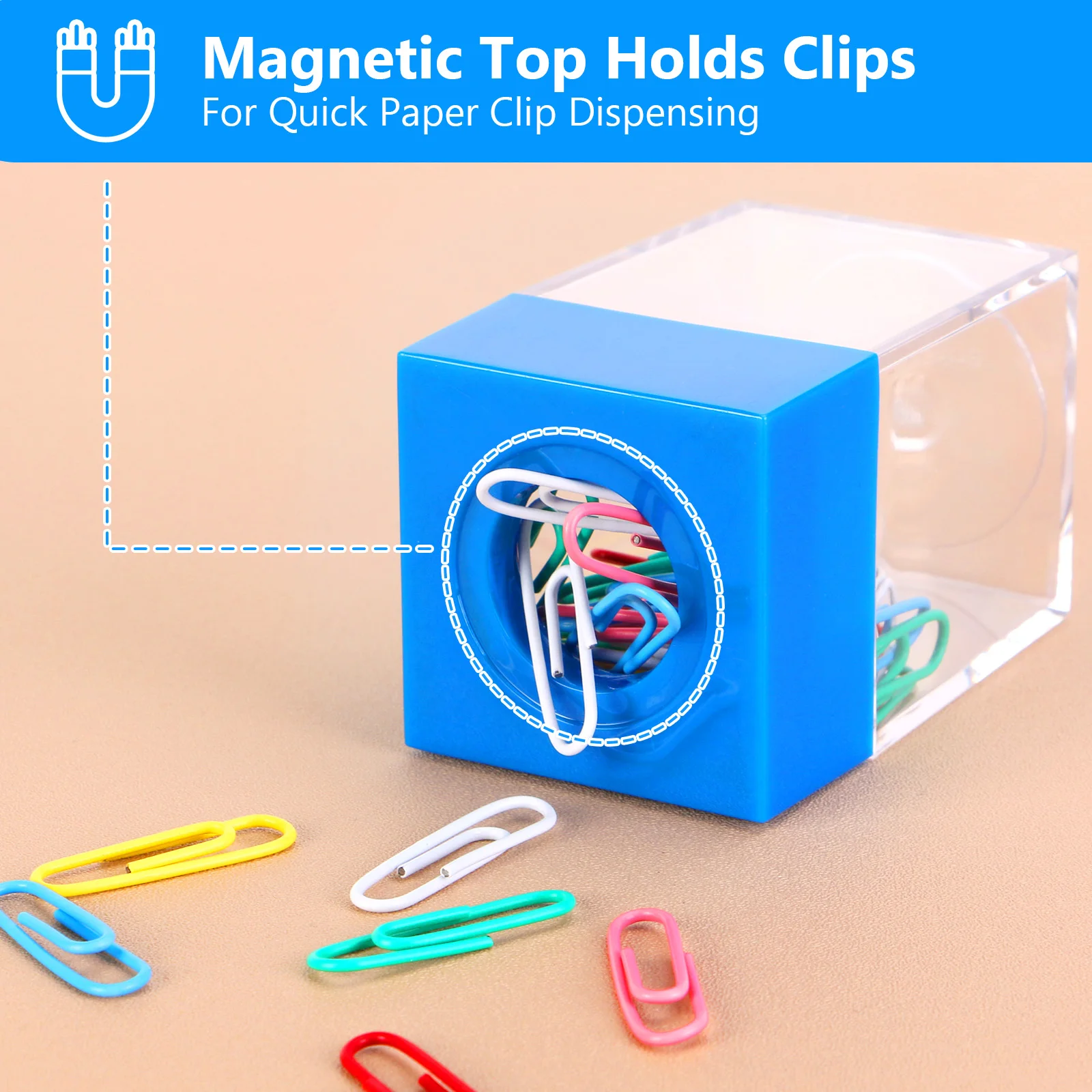 Eagle Magnetic Paper Clip Dispenser For Desk Organization in Home, School, and Office Setting Metal Pin Organizer Holder Box