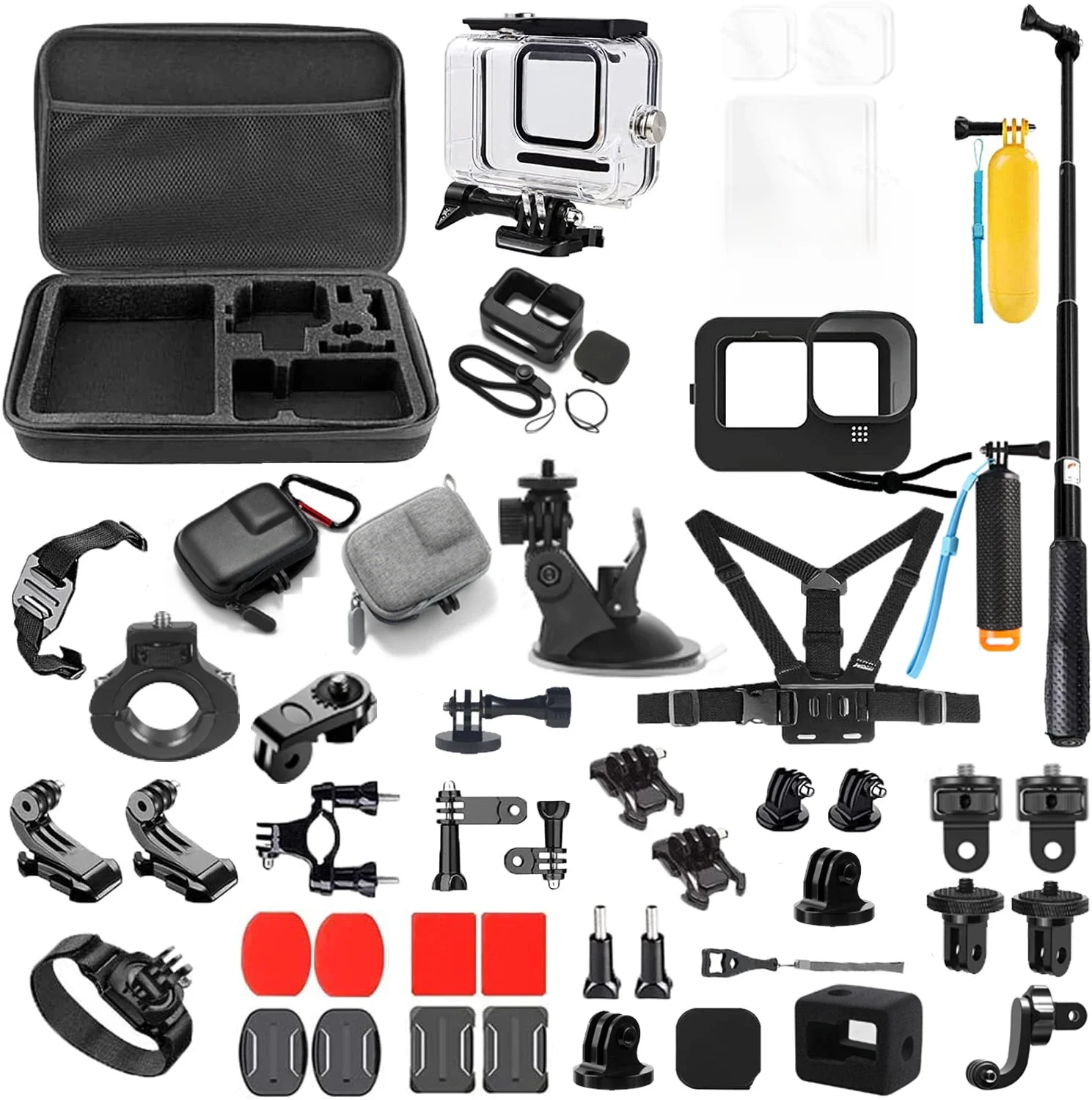 Für gopro zubehör kit für go pro hero 12 11 10 9 8 7 6 5 schwarz halterung für yi 4k mijia fall für