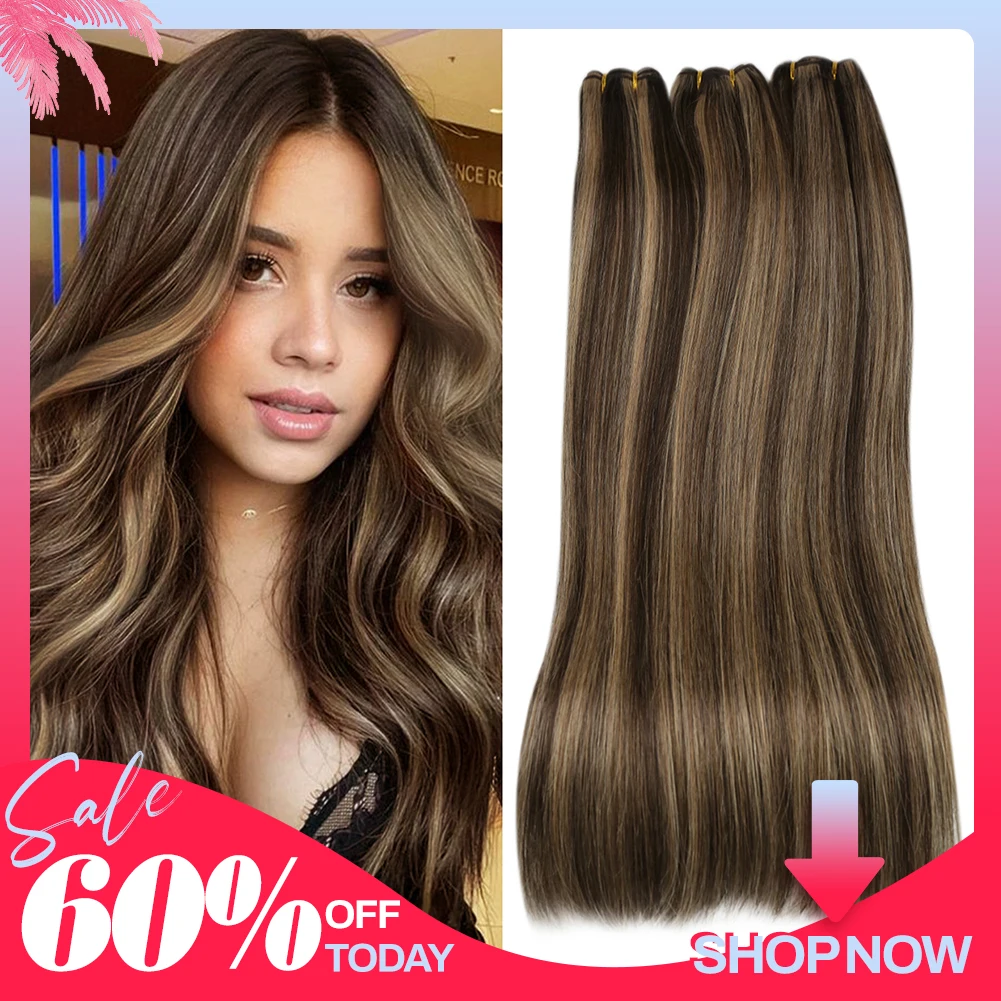 Moresoo Human Hair Wefts Hair Weft Brazilian Machine Remy Natural Straight Weaving Bundles 100g Per Sew in Human Hair Extensions