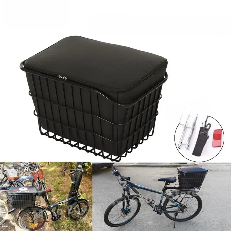 AliExpress NONE Bicycle Rear Basket with Inner Bag Bicycle Student Backpack Storage Basket Mountain Bike Rear Luggage Rack Basket 자전거 바구니