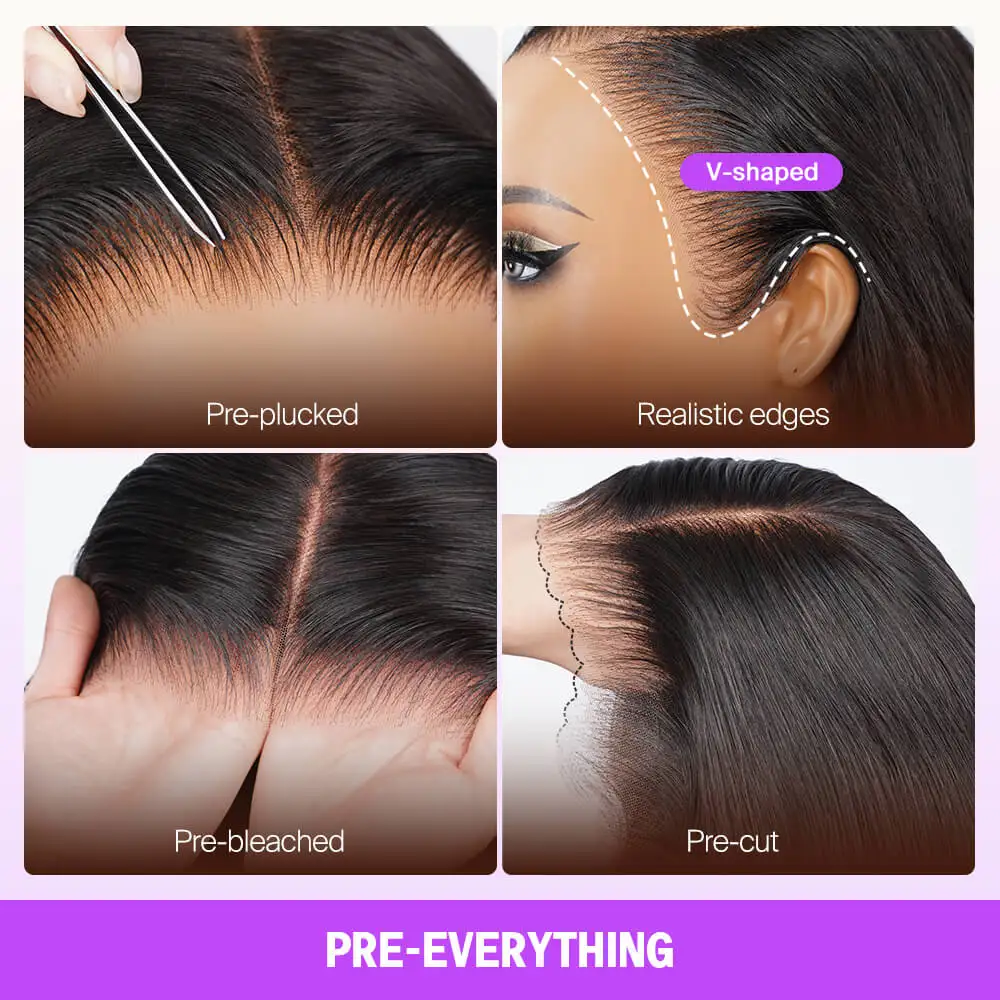 Megalook 13x6 Glueless Lace Frontal Wig Ear To Ear HD Lace Skin Melted Bye Bye Knots  Straight Human Hair Wigs with Drawstring