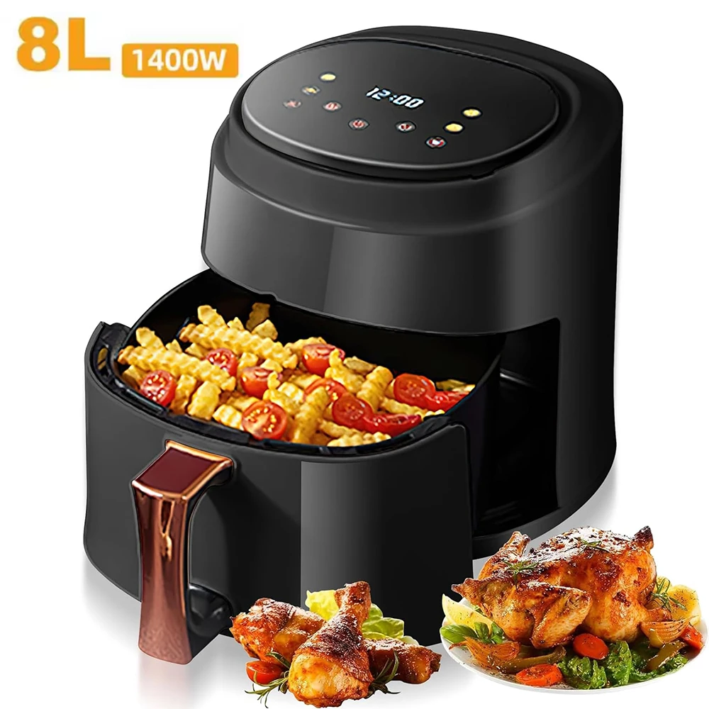 Air Fryer without Oil 8L 1400W Intelligent Display screen Air Fryers Oven 360° Hot Air Circulation Cooker Smart Touch AirFryer