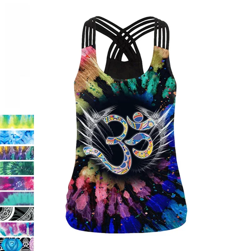 NADANBAO The OM Symbol Mandala Women Vest Tops 3D Printing Aztec Round Ombre Flower Sling Tops Fashion Sexy Backless Tank Top — zdjęcie 2