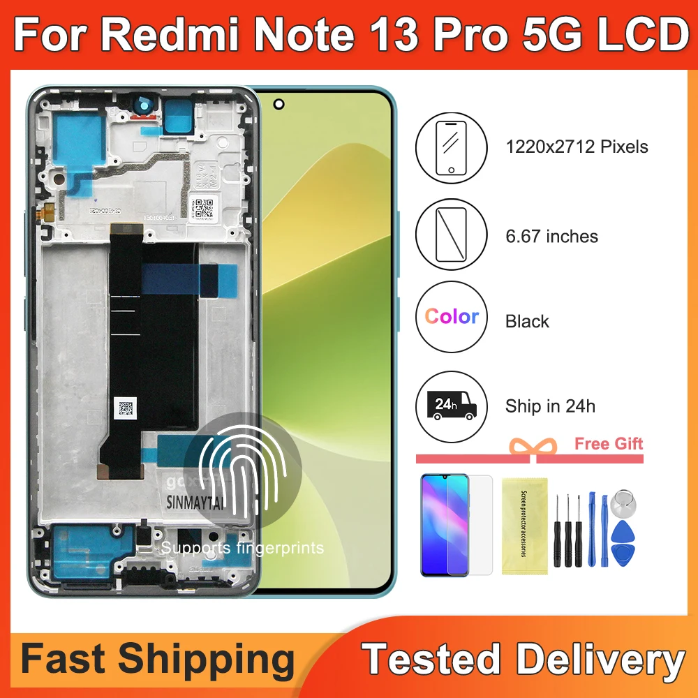 

6,67 "OLED для Xiaomi Redmi Note 13 Pro ЖК-дисплей 2312DRA50C, сенсорная панель, дигитайзер в сборе для Redmi Note 13 Pro 5G ЖК-дисплей