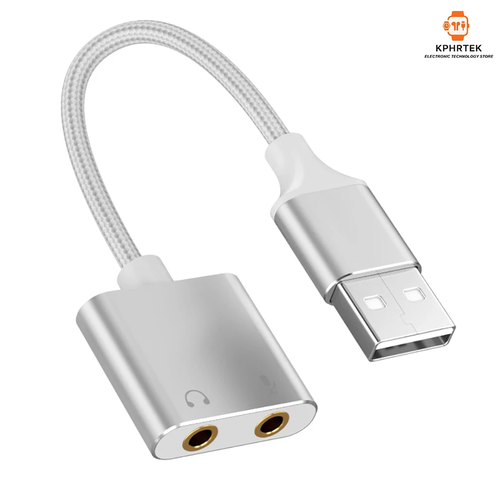 

50 PCs Customized sound card with cable USB external plug-and-play driver-free sound card headphone microphone two-in-one sound