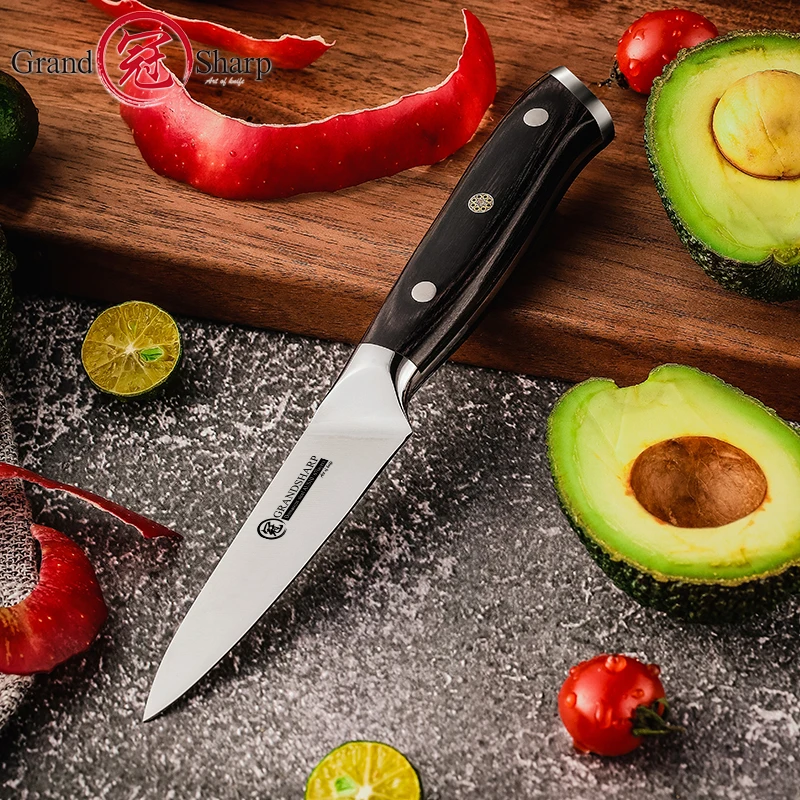 Premium Quality Paring Knife 1.4116 High Carbon German Stainless Steel Pakka Wood Black Handle Fruits Vegetables Cutting