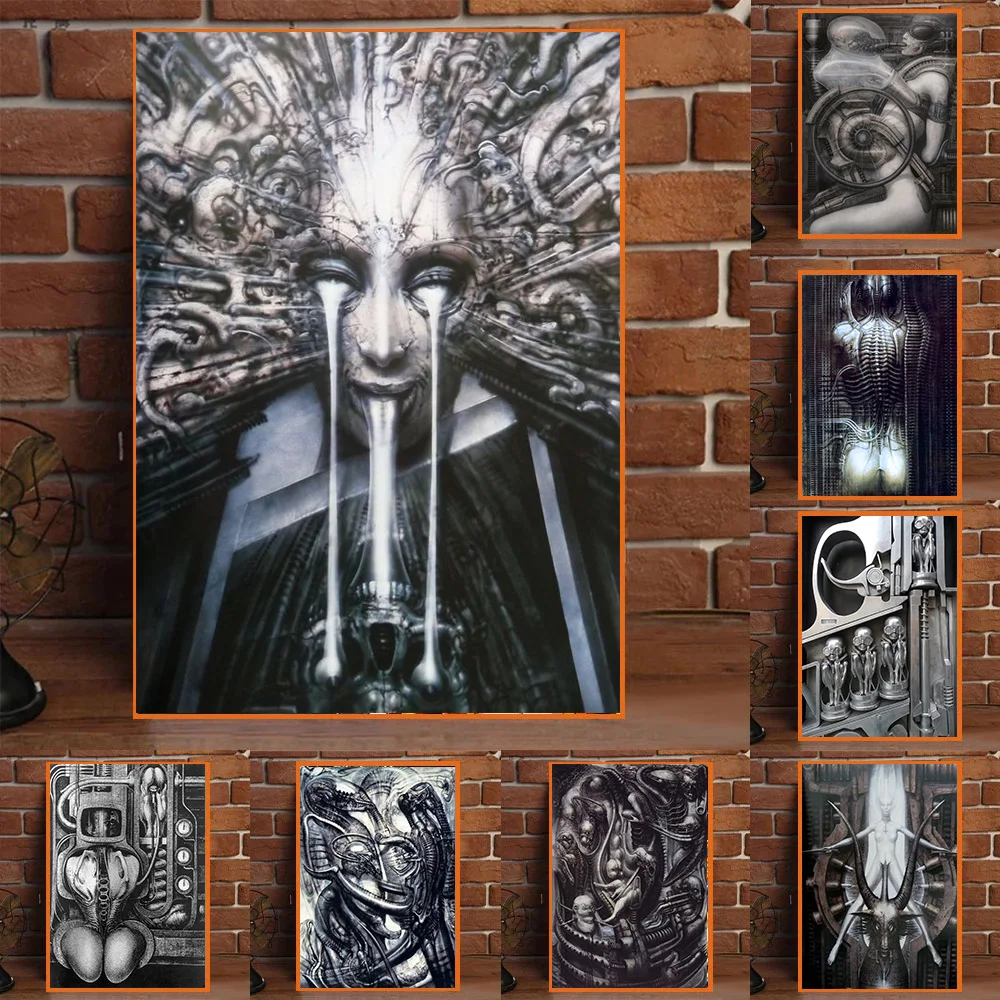 Abstract Posters And Prints Hr Giger Li II Alien Horror Painting Art Canvas Wall Pictures for Living Home Decor No Frame Cuadros