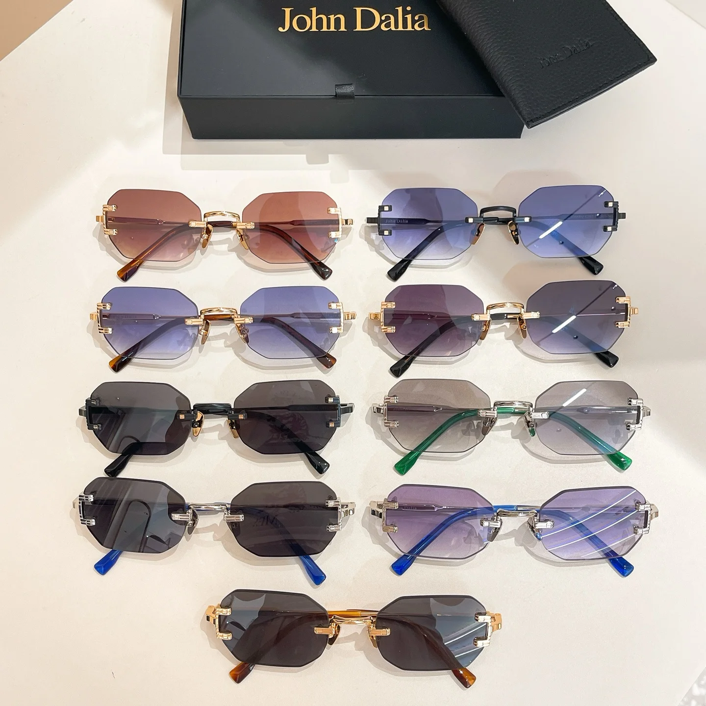 

Оригинальные мужские солнцезащитные очки для JOHN DALIA JD AMARU с градиентом и антибликовым покрытием, безграничная оправа из серебряного сплава, женские очки для пар