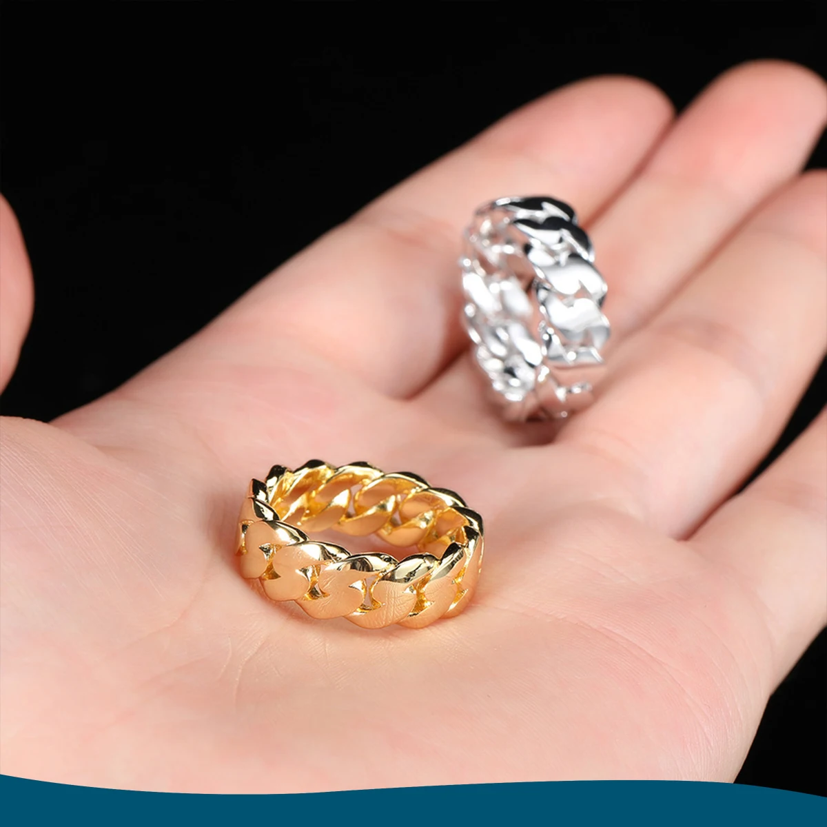 

stainless steel ring Hip Hop Jewelry Double row Zircon ring Fashion brand Men's full diamond Silvery ring sizes 7-10"