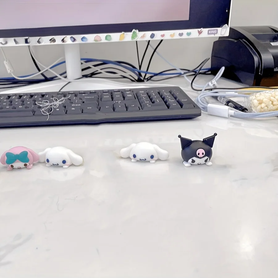 1/4/6pcs HelloKitty My Melody Kuromi Cinnamoroll Rubber Durable Cute 3D Cartoon Dashboard Decorations for Vehicle Decor image 3