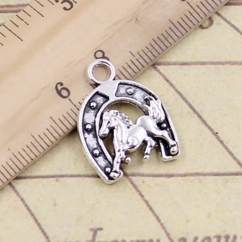 10 sztuk Charms podkowa konia 23x18mm tybetański kolor srebrny wisiorki antyczne tworzenie biżuterii DIY Handmade Craft — zdjęcie 2