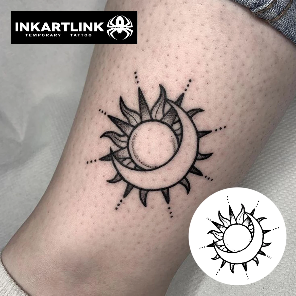 Sunflower Moon Temporary Tattoo,Lasts To 15 Days New Technology Magic Waterproof Semi Permanent Sticker