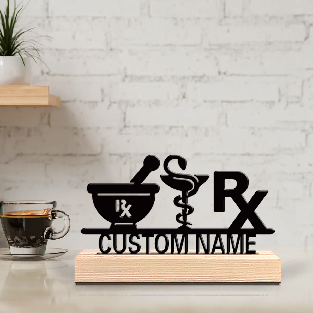 Personalized Medical Metal Desk Decor, Pharmacy Symbol Design, Nice Gift for Doctors Nurses Pharmacists Office Use view 4