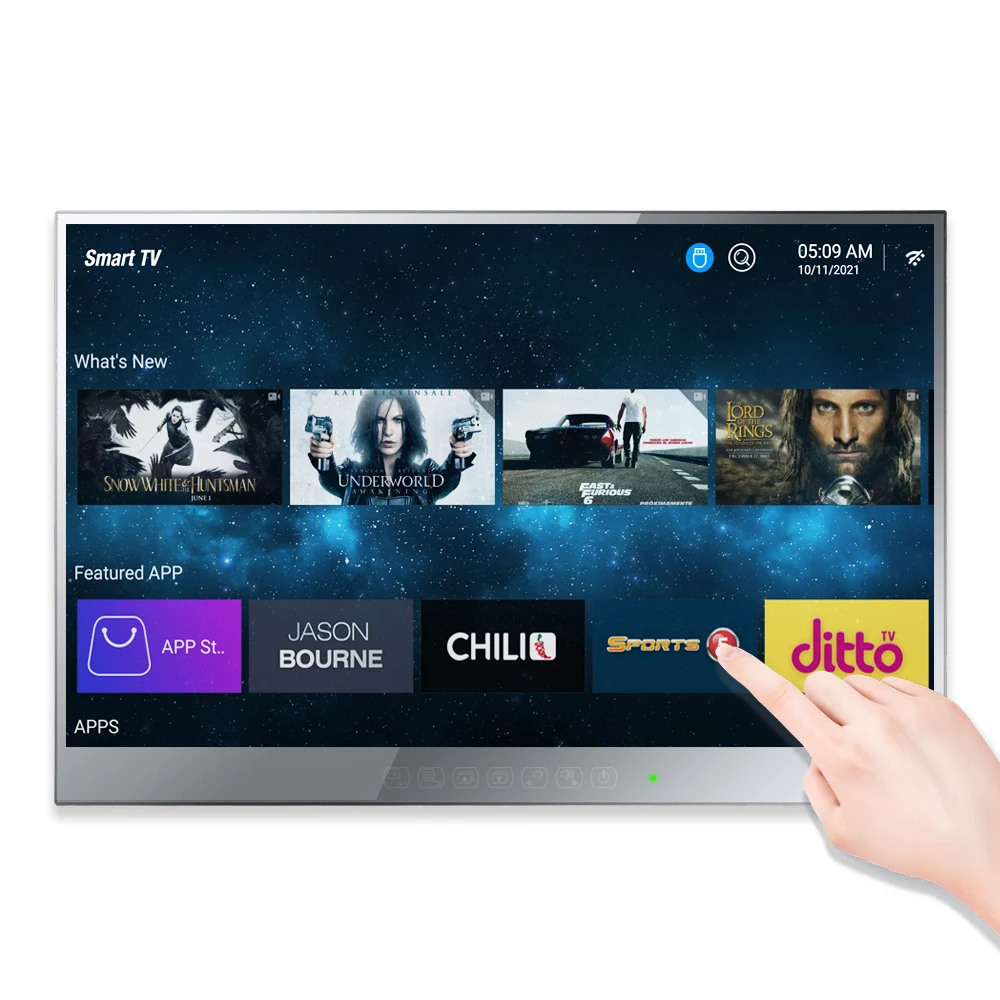 

Souria 22-дюймовый сенсорный экран Android Smart Mirror LED TV для ванной комнаты SPA FHD DTV тюнер DVB ATSC Кухня