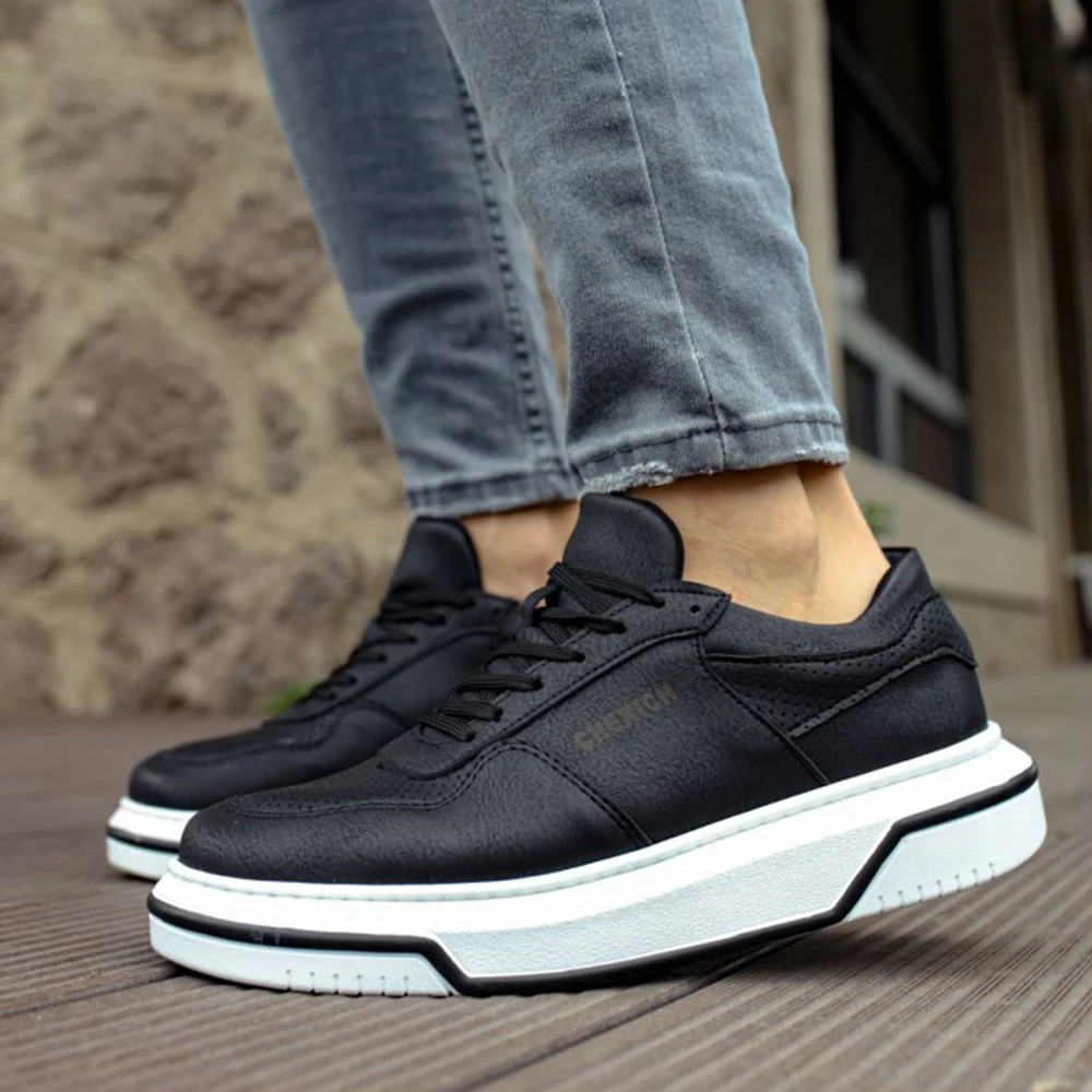 FOH Store BT BLACK Artificial Leather Sneakers Women Men Summer Spring Sport Unisex Lightweight Mixed Color Casual Running Daily Footwear Orthopedic Walking Breathable Futsal Air Lighted Weight 2023 Fashion 075