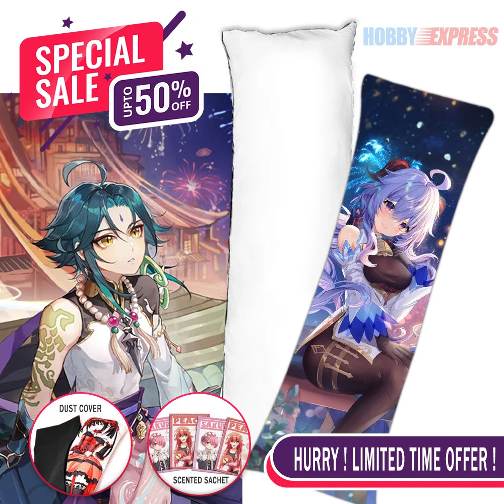 Hobby Express Anime Dakimakura Japanese Otaku Waifu Life Size Hugging Body Pillow Cover Ganyu x Xiao Genshin Impact TBPC-0008