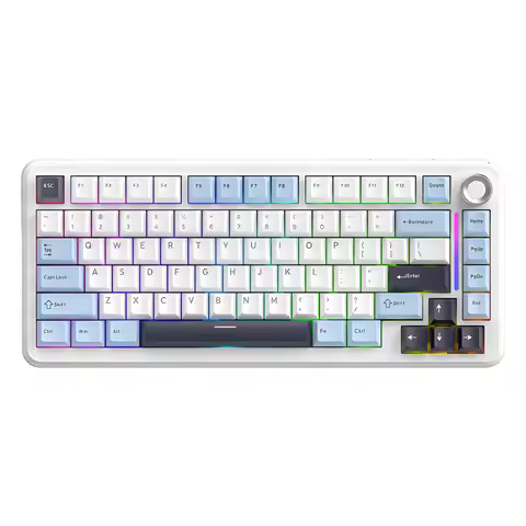 Teclado Gamer Mecânico Sem Fio Bluetooth Tri Mode 75% Led Rgb Hot Swappable Free Wolf F75