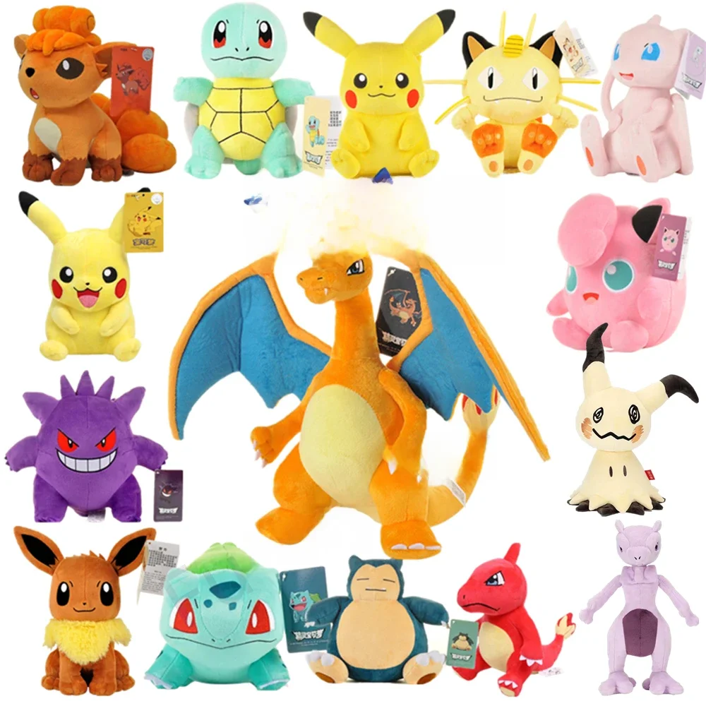 POKEMON Originele Knuffel Gengar Pikachu Kawaii Charizard Echt Pluche Pop Zachte Leuke Cartoon Piplup Speelgoed voor Kinderen Gift - afbeelding 2