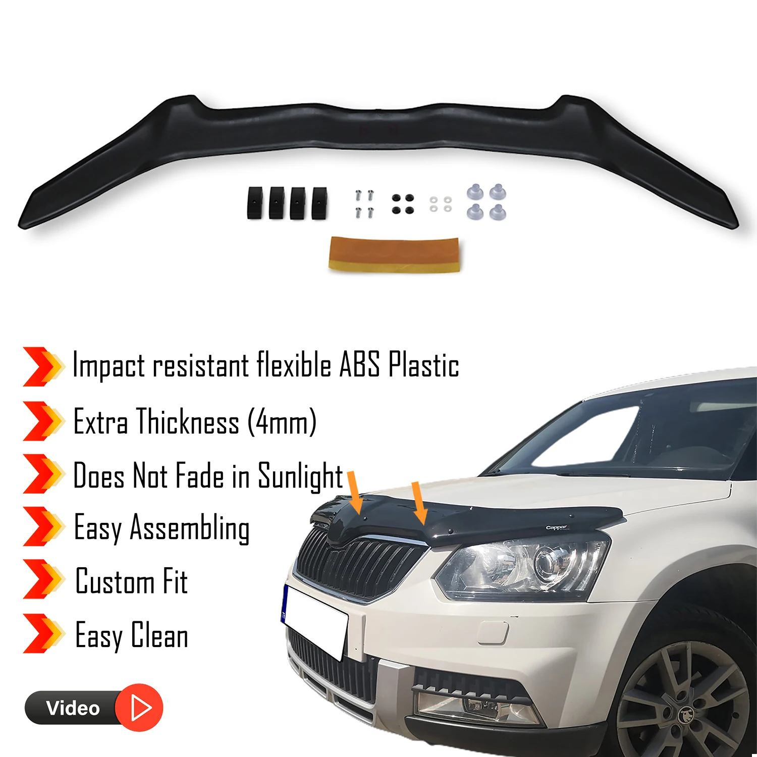 

Hood Deflector Guard for Skoda Yeti (2009-2013) - (SW) Bug Shield Bonnet Protector / 4 mm thickness and ultra-durable material