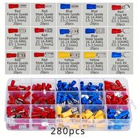 280 PCS Universal Electrical Crimp Terminal Set - Assorted Wire Cable Connector Kit with Insulated Ring Fork Spade