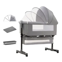 Krankenhaus bett mit Moschee Netz breite Aufbewahrung tasche wechselnde Betthöhen verstellbare Reise tragbare Krippe Neugeborene Jungen & Mädchen