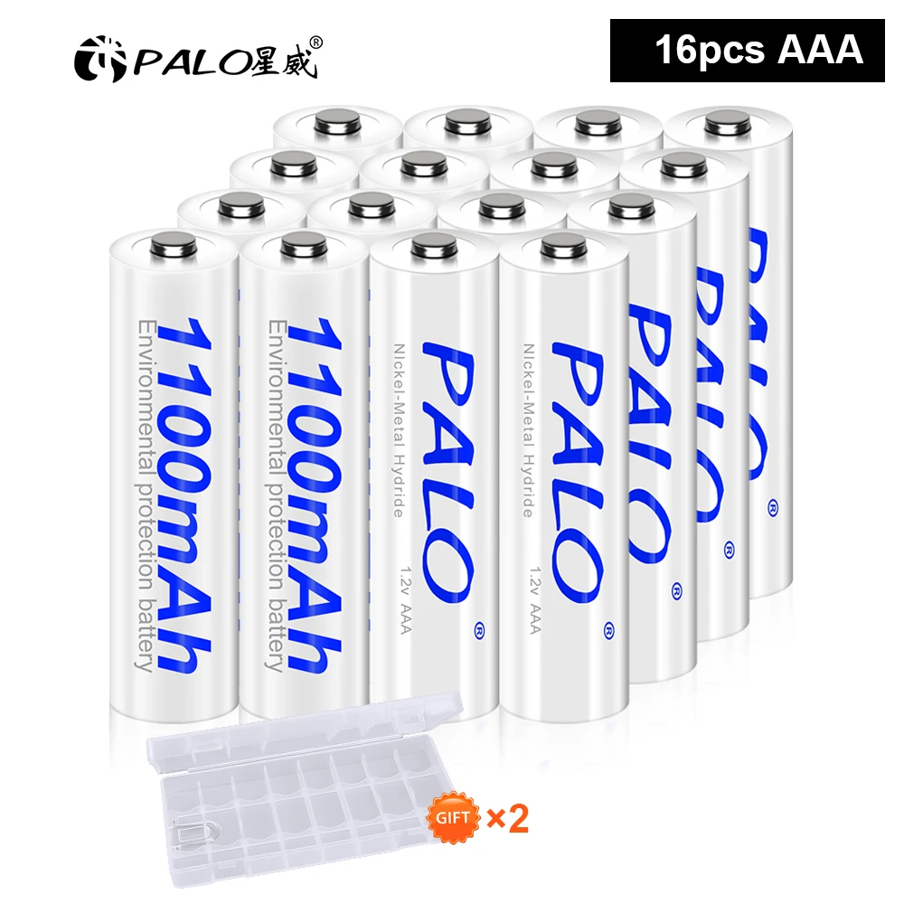 

PALO 4-16Pcs 1100mAh 1.2V AAA Rechargeable Battery Ni-MH AAA Battery Rechargeable 3A Batteries Battery with LCD Smart Charger