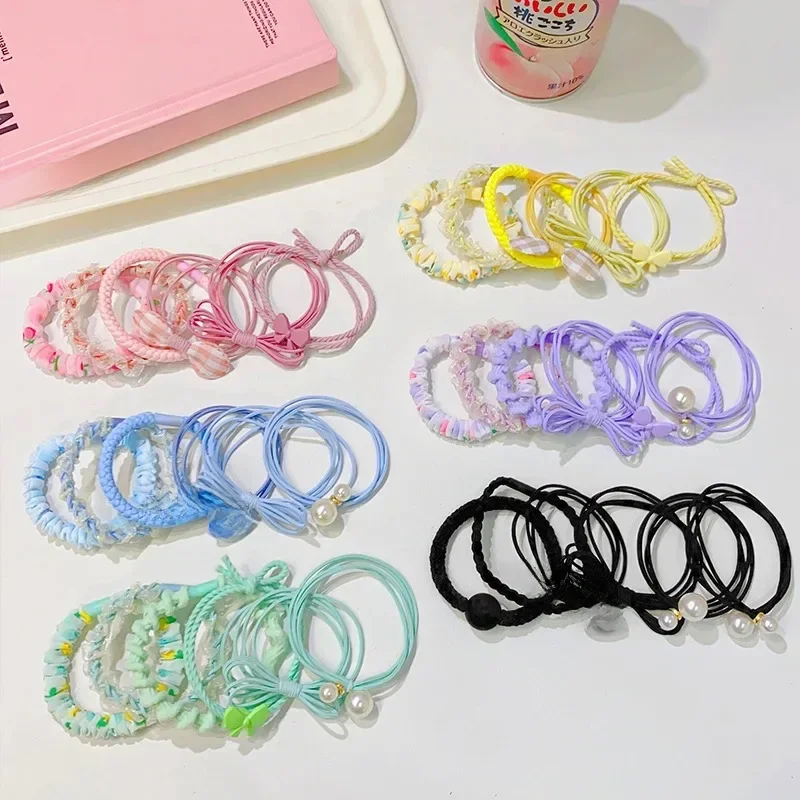 6 sztuk/zestaw koreański wysoki elastyczny sznur do włosów dla kobiet Scrunchies uchwyt na kucyk opaska do włosów opaska do włosów akcesoria dla dziewczynek kobiet — zdjęcie 2