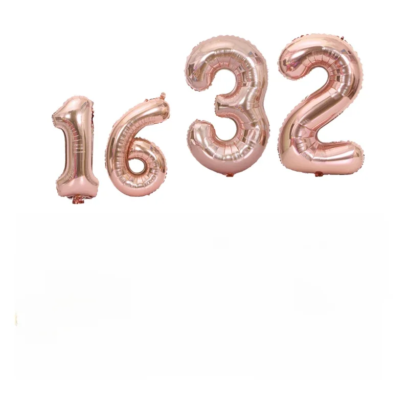 16 32 pouces or Rose numéro ballons Air numérique feuille ballon bricolage joyeux anniversaire mariage bébé douche fête décoration enfant jouet