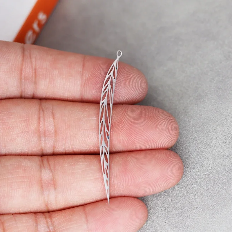 3 sztuk DIY Craft Trend kolczyki z frędzlami Salix liść wisiorek ze stali nierdzewnej Charms do tworzenia biżuterii ustalenia akcesoria do rękodzieła — zdjęcie 2