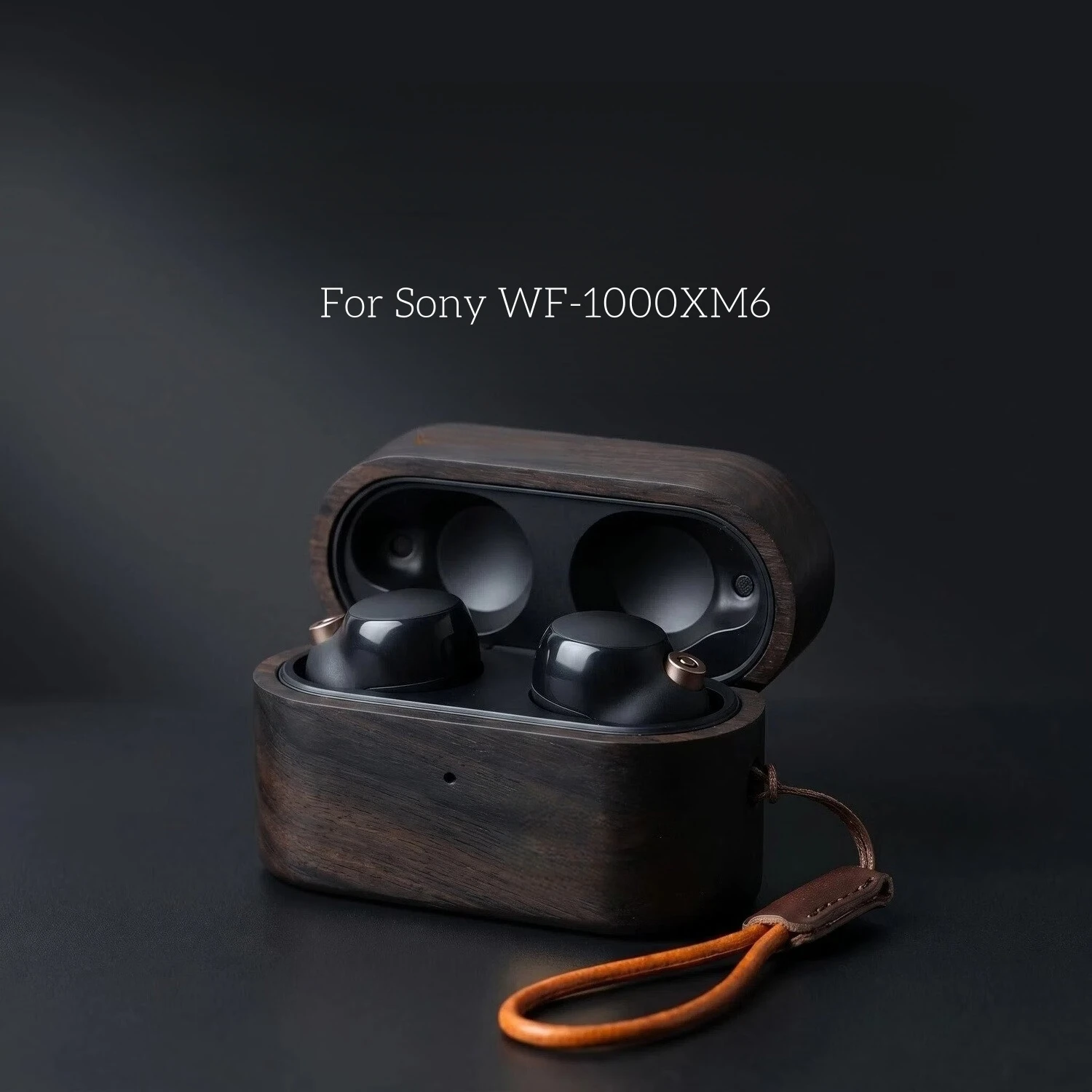 Ebenholz-Hülle für Sony WF-1000XM6, 100% Echtes Massivholz-Ohrhörer-Cover, Handgefertigte Schutzhülle, Premium Natürliche Textur