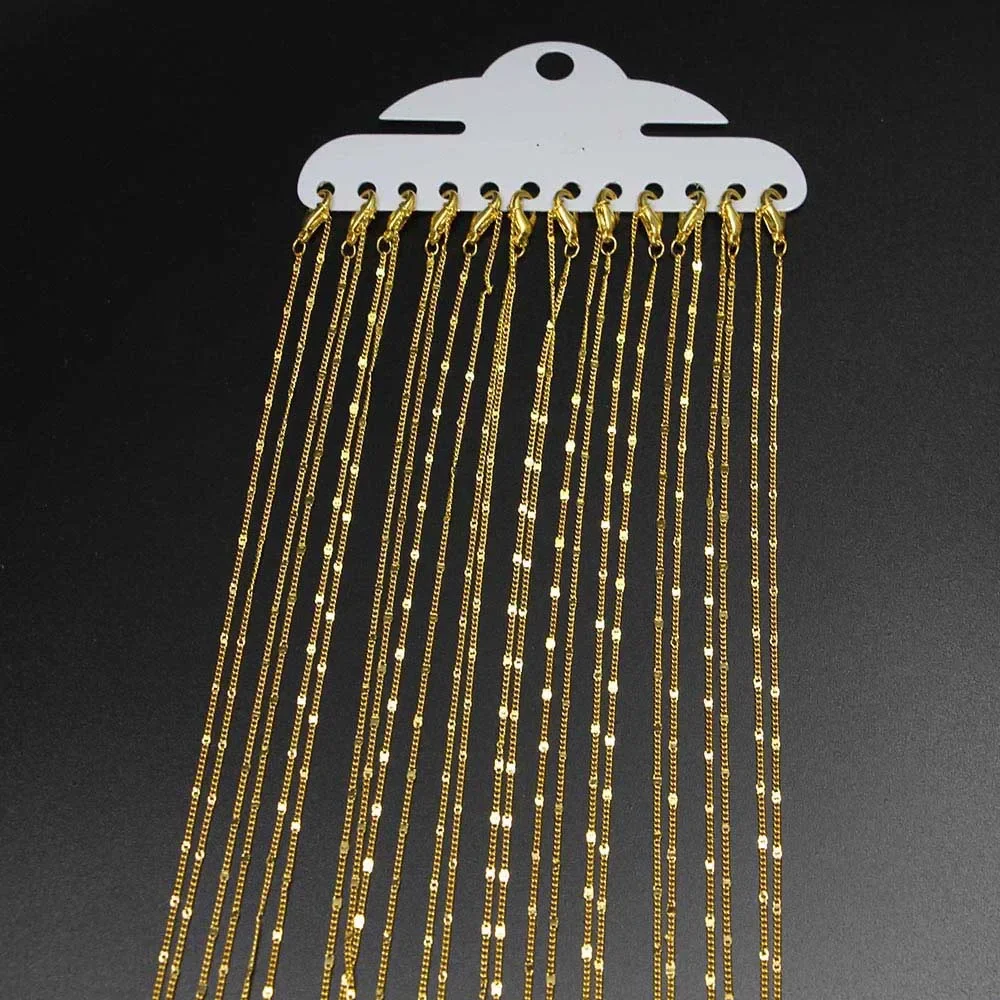 12 Teile/paket 40-60 cm Gold Rhodium Karabinerverschluss Kette für DIY Halskette Schmuck Machen Groß Erkenntnisse Zubehör Großhandel